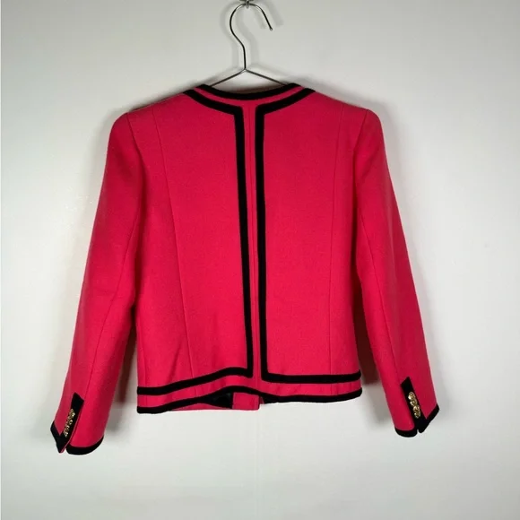 J.Crew Wool Lady Jacket in Bright Berry with Navy Trim - Picture 5 of 9
